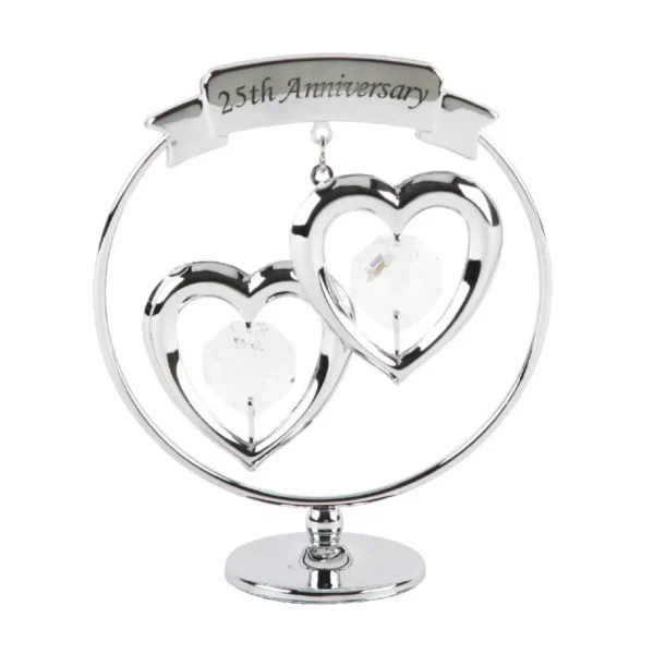Crystocraft Gifts - 25th Silver Anniversary Ornament with Swarvoski Crystal Elements