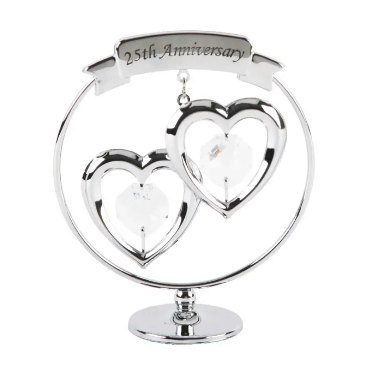 Crystocraft Gifts - 25th Silver Anniversary Ornament with Swarvoski Crystal Elements