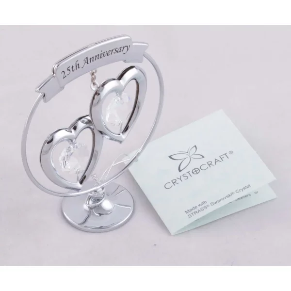 Crystocraft Gifts - 25th Silver Anniversary Ornament with Swarvoski Crystal Elements - Image 3