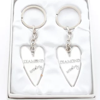 Diamond Wedding enamelled Key ring gift set