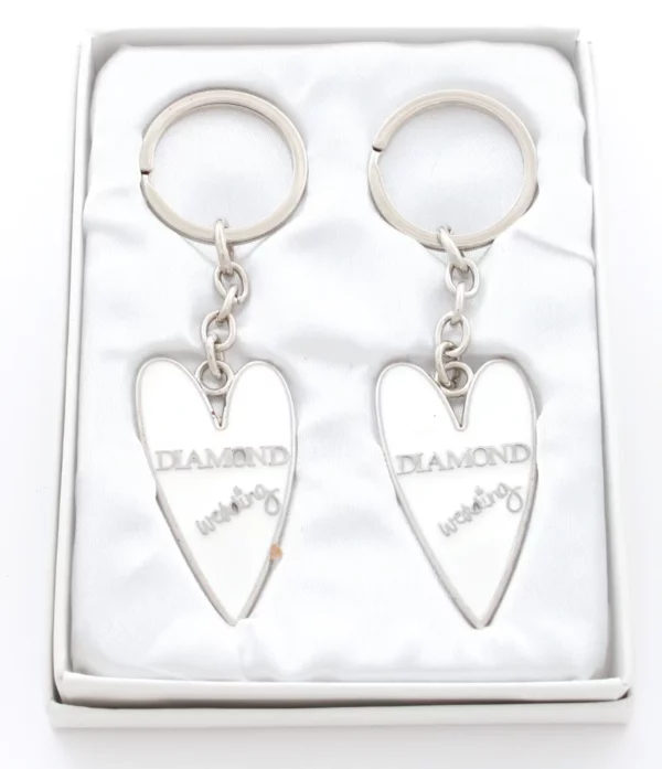 Diamond Wedding enamelled Key ring gift set