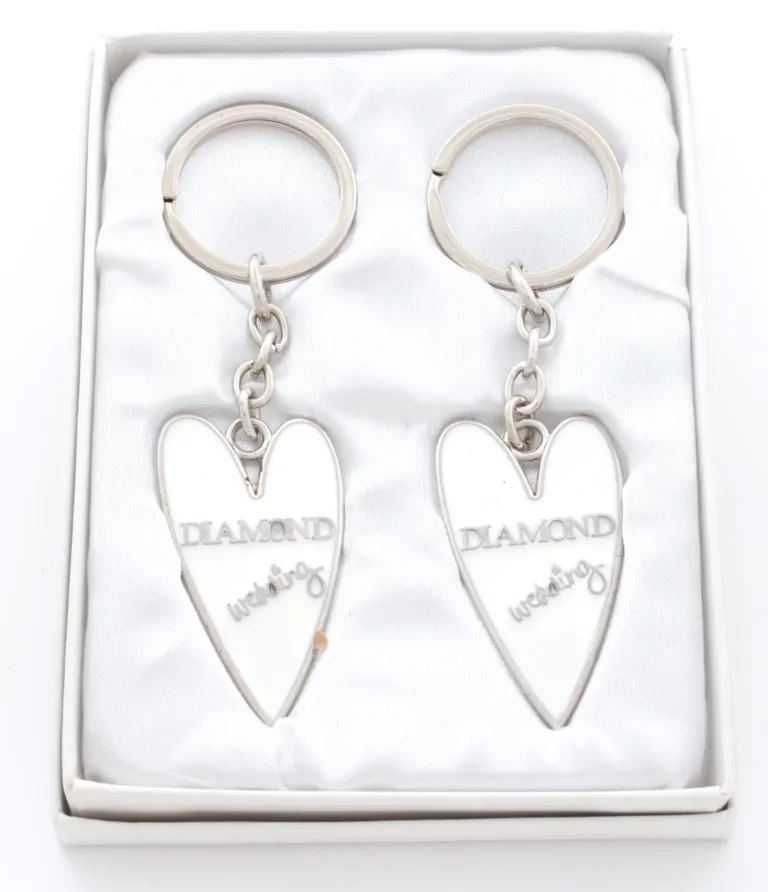 Diamond Wedding enamelled Key ring gift set
