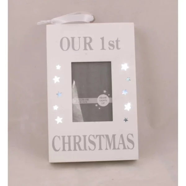 Our First Christmas Light Up Photo Frame Wall Plaque by Juliana