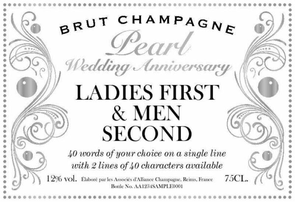 Pearl Wedding 30th Anniversary Personalised Champagne - Image 2