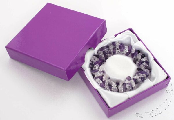 Amethyst and Rock Crystal Quartz triple band gemstone bracelet - Image 3
