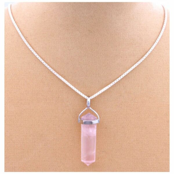 Rose Quartz crystal point Pendant - Image 4