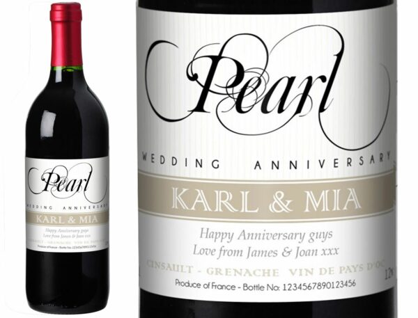 Personalised Pearl Wedding 30th Anniversary Red Wine - Image 2
