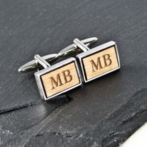 Rectangle Wooden Cufflinks ~ 5th Wedding Anniversary Gifts