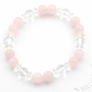 Rose Quartz and Clear Rock Crystal Gemstone Bracelet