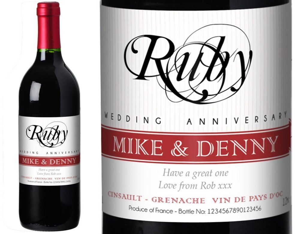 Personalised Ruby Wedding 40th Anniversary Red Wine Anniversary Ideas UK