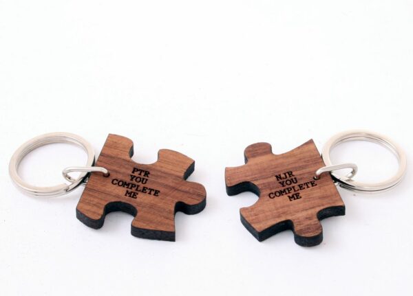 You Complete Me Romantic Jigsaw Wooden Keyring - Image 2