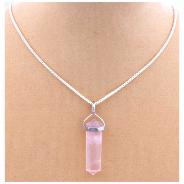 Rose Quartz crystal point Pendant - Image 2