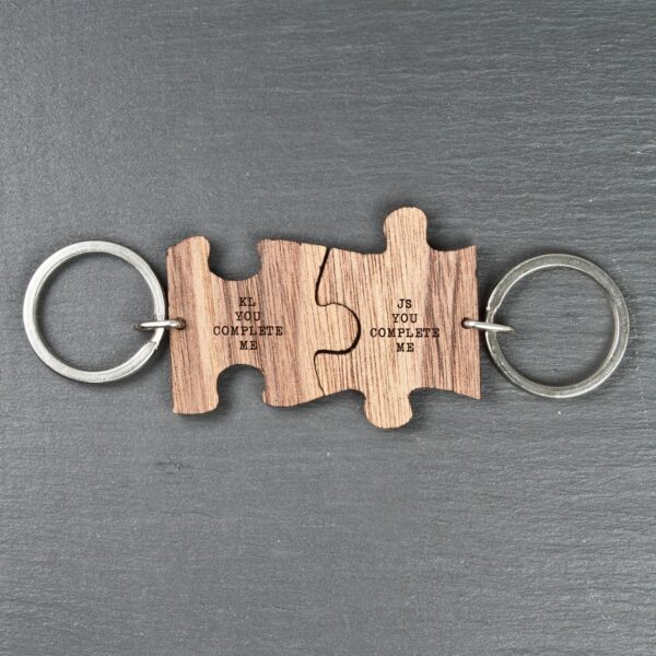 You Complete Me Romantic Jigsaw Wooden Keyring - Image 3