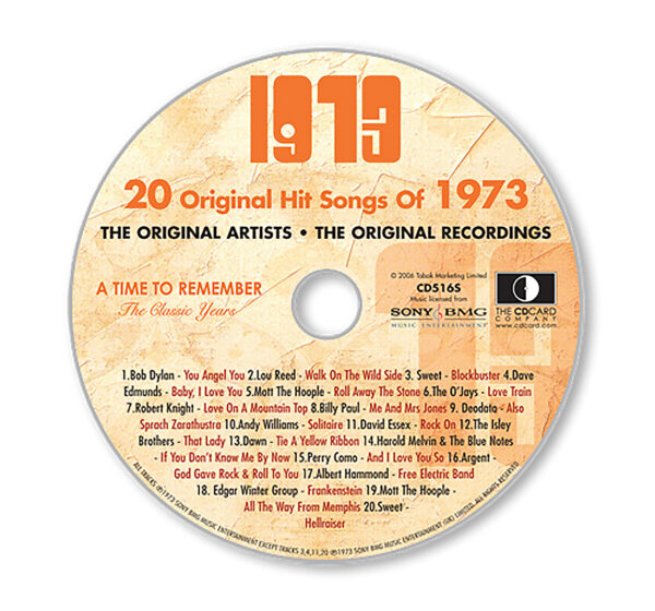 Original Hit Music of 1973. A Time to Remember, The Classic Years. track list