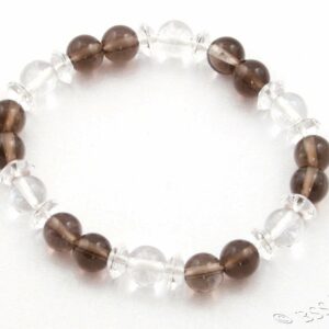 Smoky and Clear Rock Crystal Gemstone Bracelet