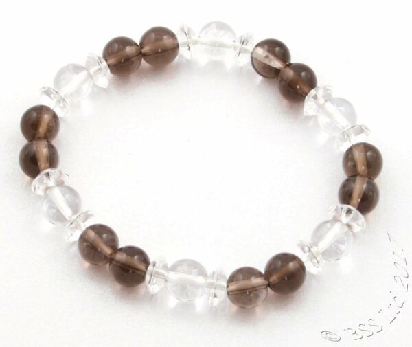 Smoky and Clear Rock Crystal Gemstone Bracelet