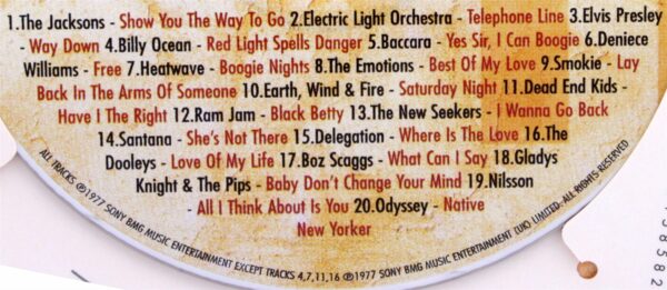 Original Hit Music of 1977. A Time to Remember, The Classic Years. Track List