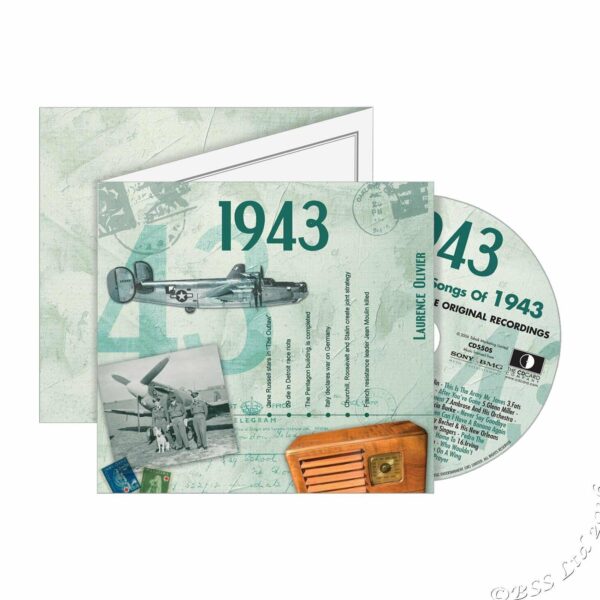 82nd Anniversary Card with Original Hit Music of 1943. A Time to Remember, The Classic Years. - Image 2