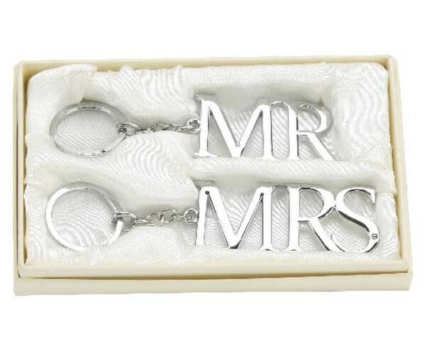 Mr & Mrs Silver plated Key ring gift set