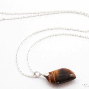 Tiger's Eye Pendant on 18 Inch Sterling Silver Chain