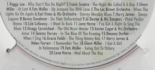 Original Hit Music of 1942. A Time to Remember, The Classic Years. Track List