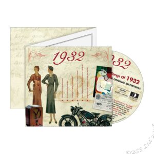 86th Anniversary or Birthday gift ~ Hit Music CD from 1932 & Greeting Card front view