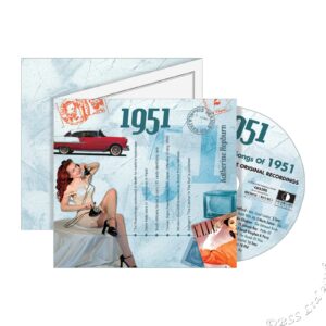 67th Anniversary or Birthday gift ~ Hit Music CD from 1951 & Greeting Card front view