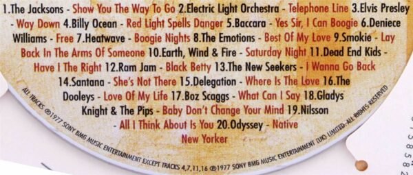 Original Hit Music of 1977. A Time to Remember, The Classic Years. Track List