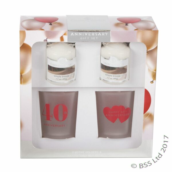 40th Anniversary Gift Set - Colonial Candle Votive & Holder CCA228