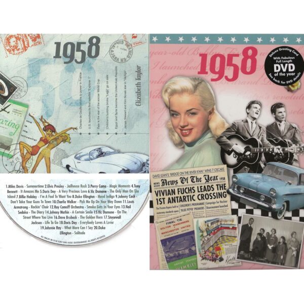 65th Anniversary or Birthday gifts CD & DVD ~ Revisit the Music and News of 1958