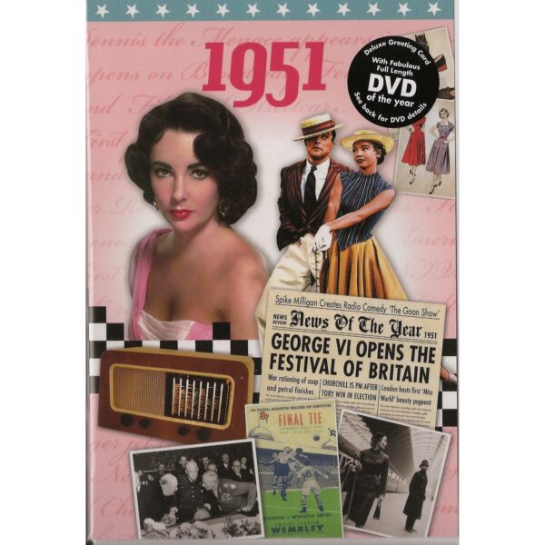 DVD with Memories from 1951 and a Greeting Card in one front view