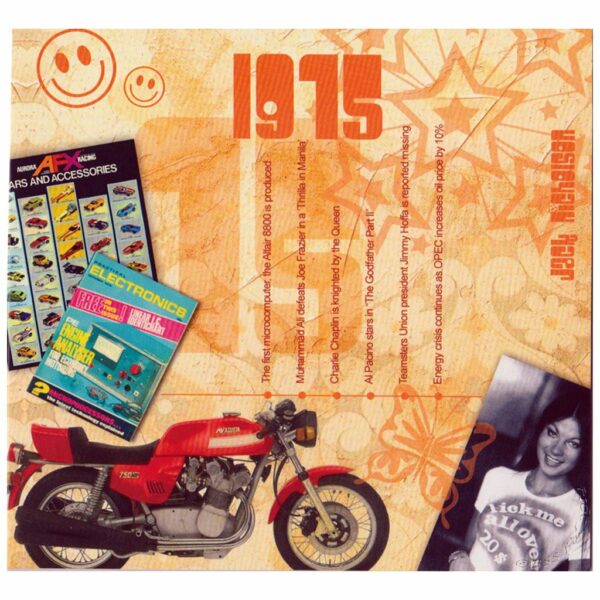 50th Anniversary Card with Original Hit Music of 1975. A Time to Remember, The Classic Years.