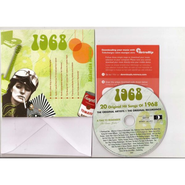 57th Anniversary Card with Original Hit Music of 1968. A Time to Remember, The Classic Years. - Image 6