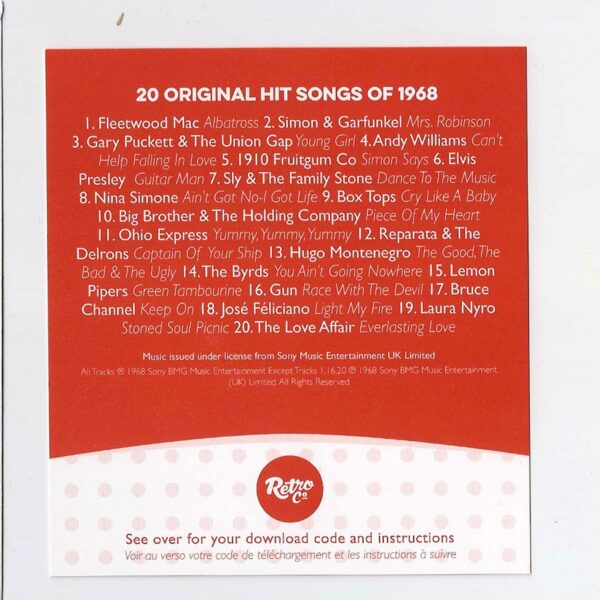 57th Anniversary Card with Original Hit Music of 1968. A Time to Remember, The Classic Years. - Image 4