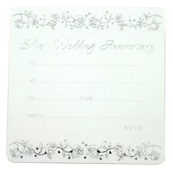Silver 25th Anniversary Invitation Cards by Jean Barrington