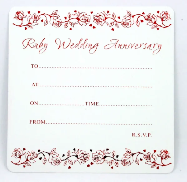 40th Anniversary Invitations Cards by Jean Barrington Ruby Wedding