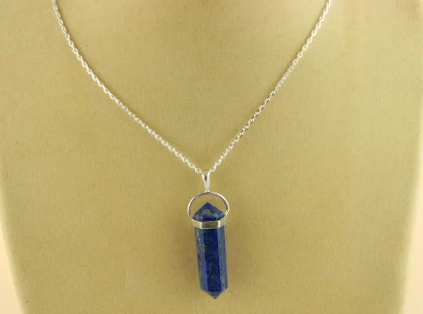 Lapis Lazuli Crystal Point Pendant on an 18-Inch Sterling Silver Chain