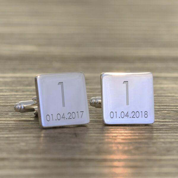 Personalised Wedding Anniversary Square Cufflinks 1 year