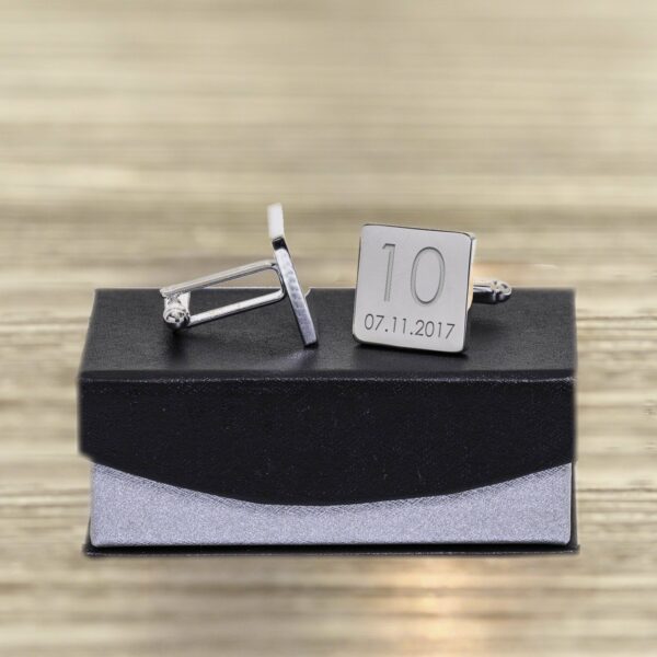 Personalised Wedding Anniversary Square Cufflinks presentation box