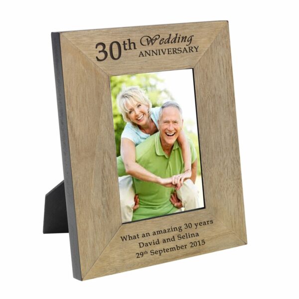 30th wedding anniversary wooden photo frame