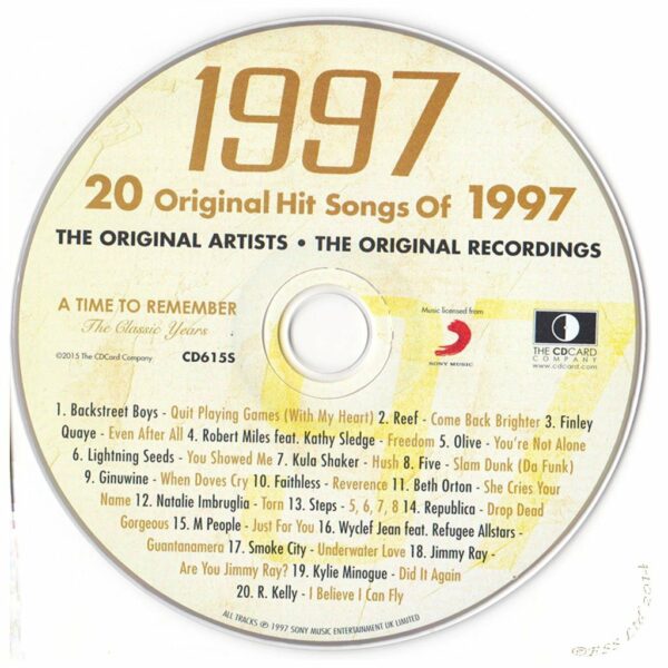 28th Anniversary Card with Original Hit Music of 1997. A Time to Remember, The Classic Years. - Image 3