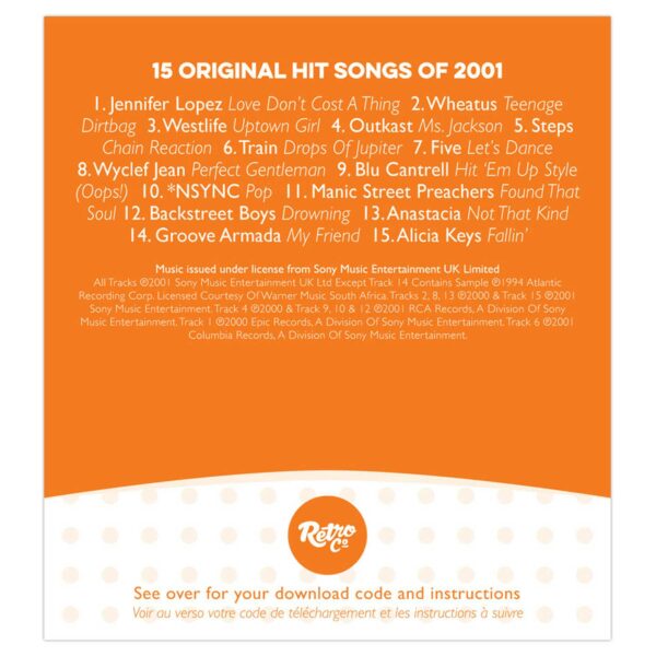 2001 Classic Years Greeting Card with Hit Songs, Download Code and retro CD
