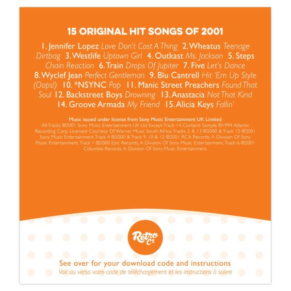 2001 Classic Years Greeting Card with Hit Songs, Download Code and retro CD