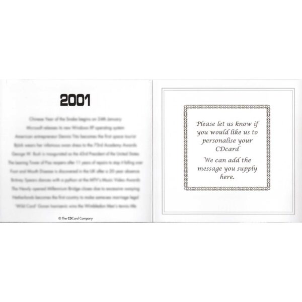 24th Anniversary Card with Original Hit Music of 2001. A Time to Remember, The Classic Years. - Image 2