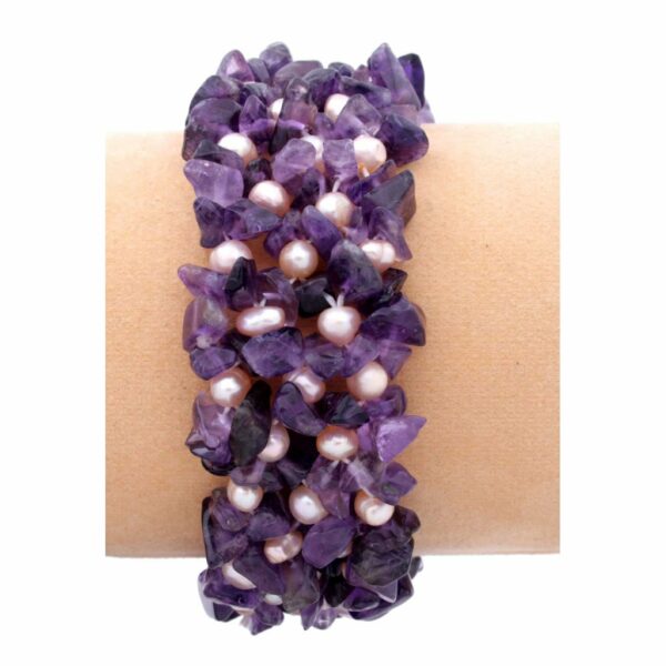 Pearl and Amethyst Knitted Bracelet ce31179