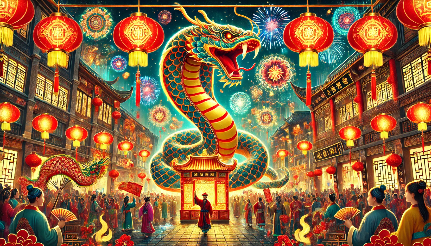 Celebrating the Chinese New Year in 2025. Year of the Snake. Computer Generated.