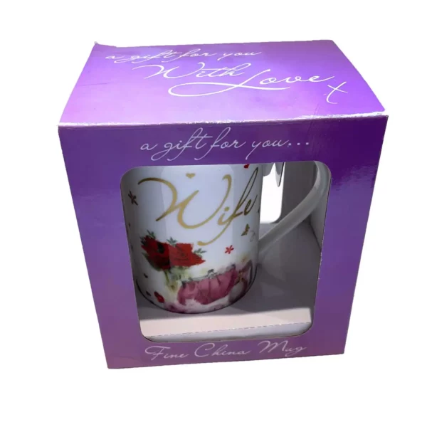 Fine China Floral Sentiment Mug - Wife