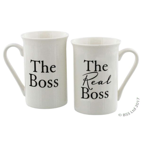 A pair of fine China Mugs - The Boss and The Real Boss wg525