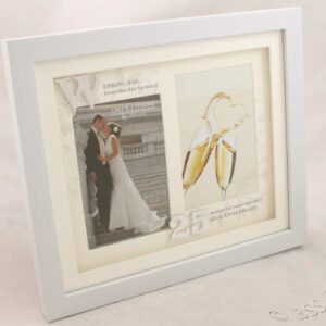 25th Wedding Anniversary White Photo Frame Then & Now wg61225