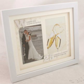25th Wedding Anniversary White Photo Frame Then & Now wg61225